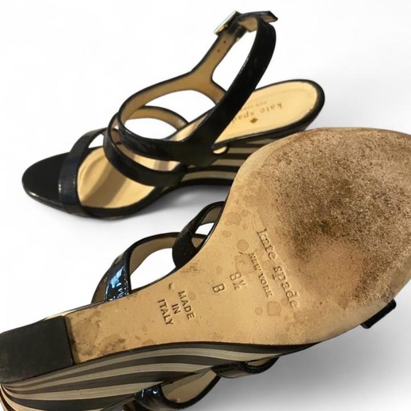 Kate Spade‎ Glossy Black Wedge Sandals - Picture 7 of 8